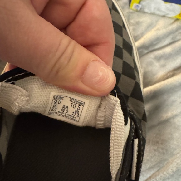 Grey and black Vans Slip ons Men 9 Women’s 10.5 - Picture 2 of 3